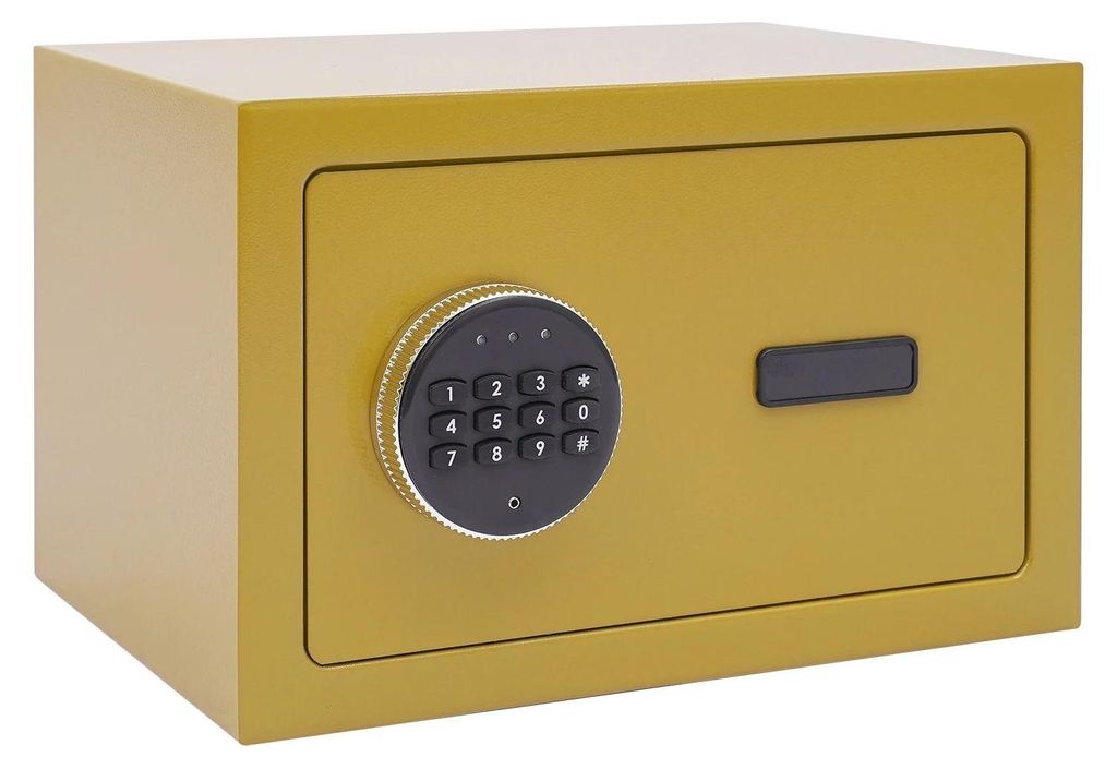 Safe Tresor - Elektronisches Tastaturschloss - Kaltgewalzter Stahl - Größe 31×20×20 cm - Betrieb mit 4×AA-Batterien - Zwei Schlüssel - Goldfa...