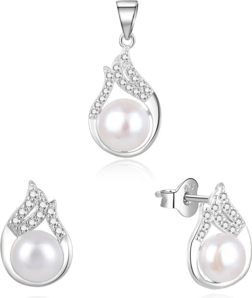 Set Gioielli Argento con Perle AGSET220PL | Eleganza Moderna Donna