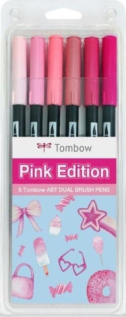Tombow ABT Dual Brush Pen, Pink Edition, Stift mit zwei Spitzen, perfekt fürs Hand-Lettering und Bullet Journal, wasservermalbar, 6er Set