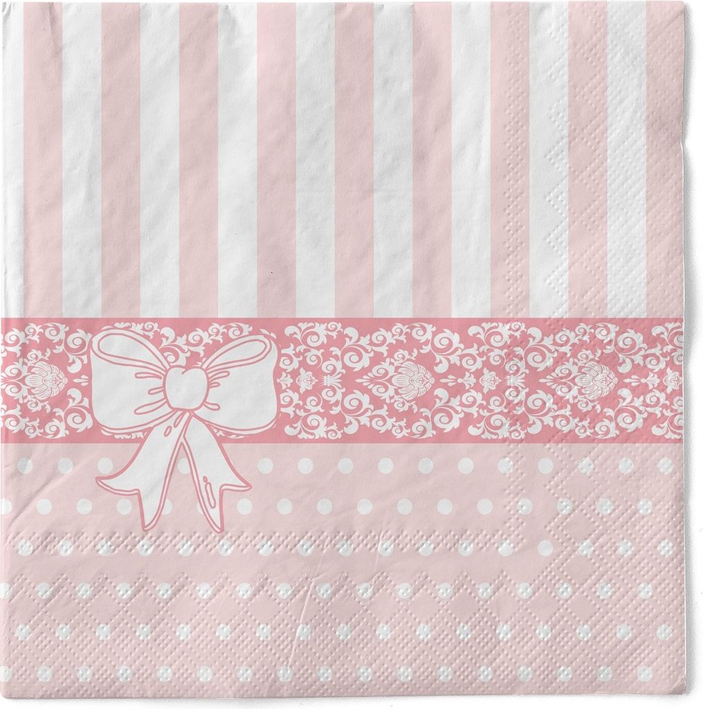Sovie HOME Serviette Bine in Rosa aus Tissue 33 x 33 cm, 3-lagig, 20 Stück - Ornamente