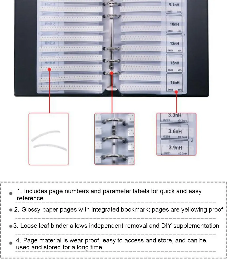 Catalogue d'inductances SMD 0805 avec 60 types - Boîtier PVC robuste