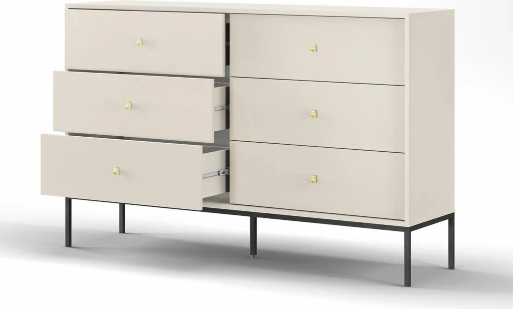 Commode beige vintage Monne avec double rangement à six tiroirs - 4