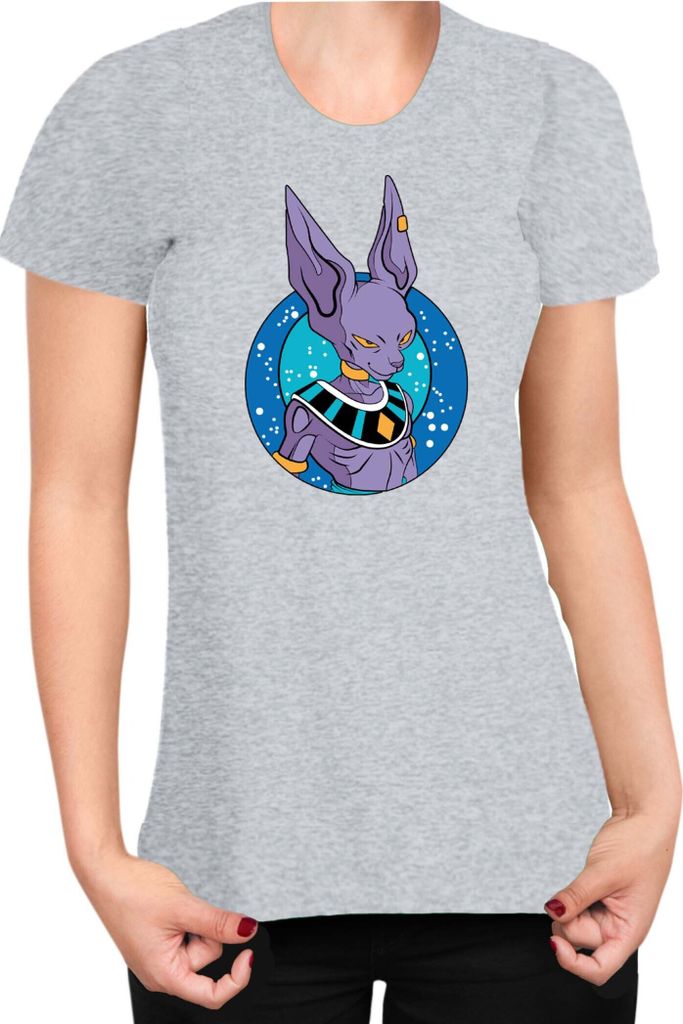 Damen T-Shirt Dragon Anime Manga Ball Z Beerus 01, Lady 2XL / Grau