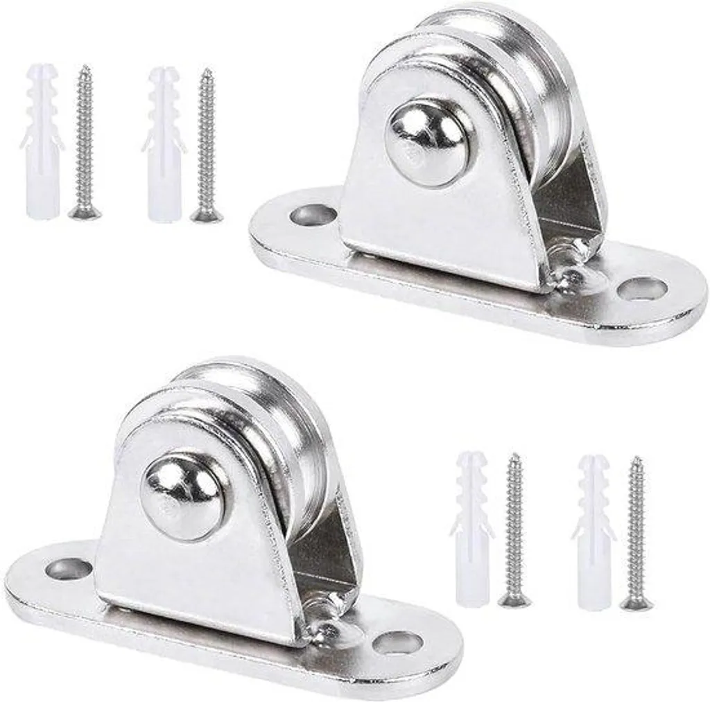 Poulie métallique double réversible pour corde à linge avec visserie
