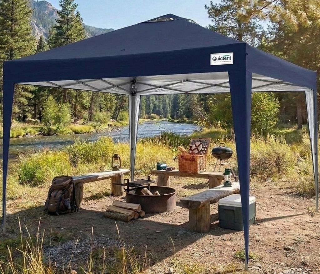 Quictent Pavillon 3x3m Wasserdicht Faltpavillon Stabil Winterfest, Pop-Up Klicksystem, UV-Schutz 50+, Gartenzelt, Partyzelt, Festzelt Blau