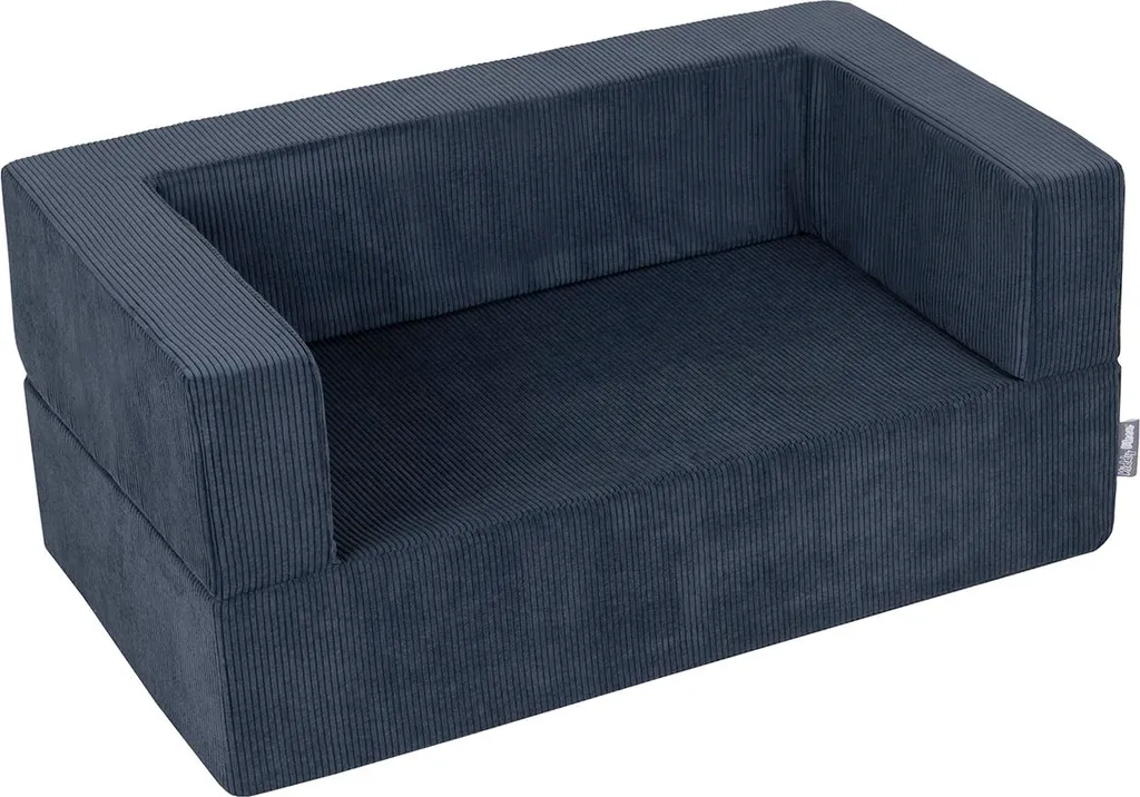 KiddyMoon Divano per Bambini in Schiuma Blu Scuro - Morbido e Versatile - 1