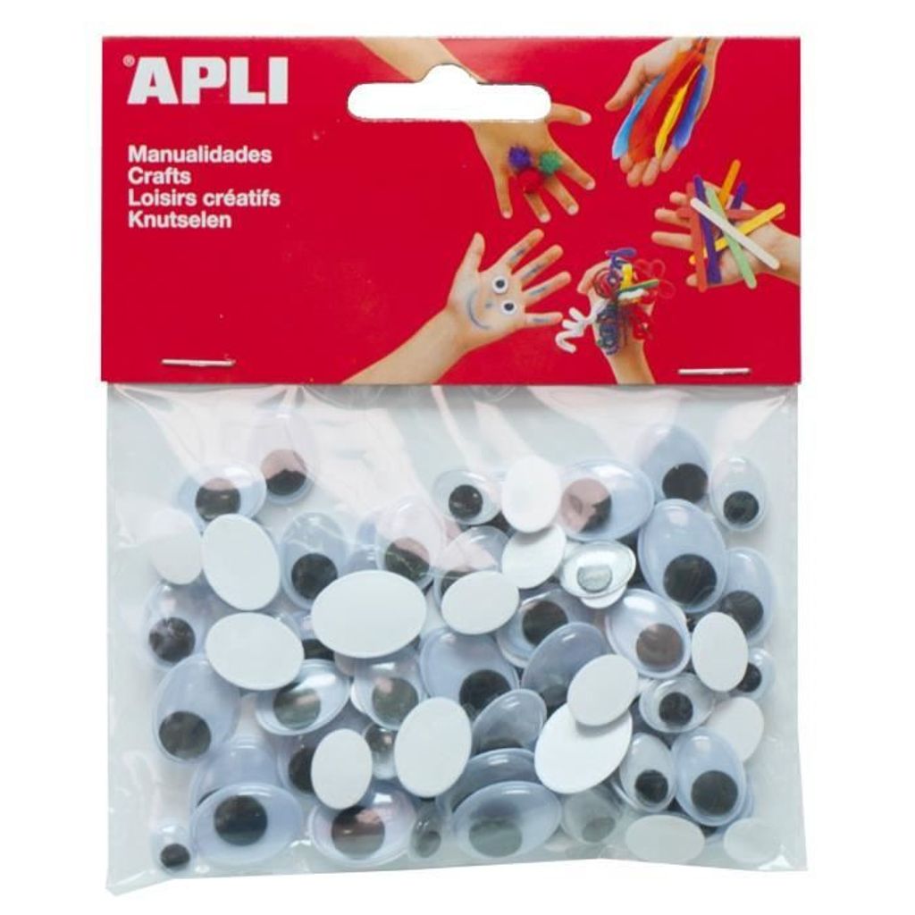 Apli - selbstklebende Bastelaugen, oval, Blister mit 100 Produktbild 