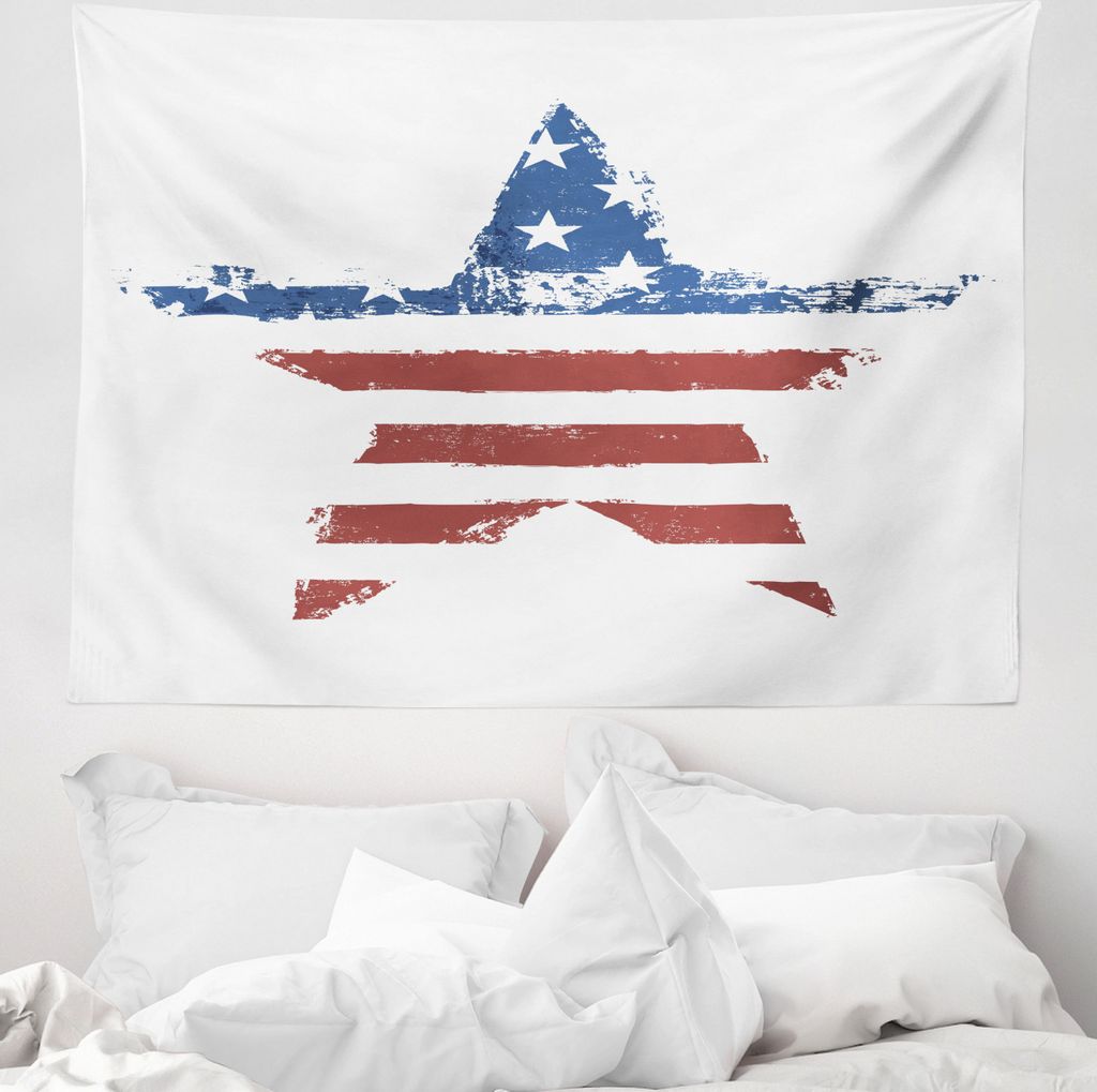 ABAKUHAUS Amerikanische Flagge Wandteppich, Stars And Stripes aus Weiches Mikrofaser Stoff Waschbar ohne Verblassen Digitaldruck, 150 x 110 cm, Braun