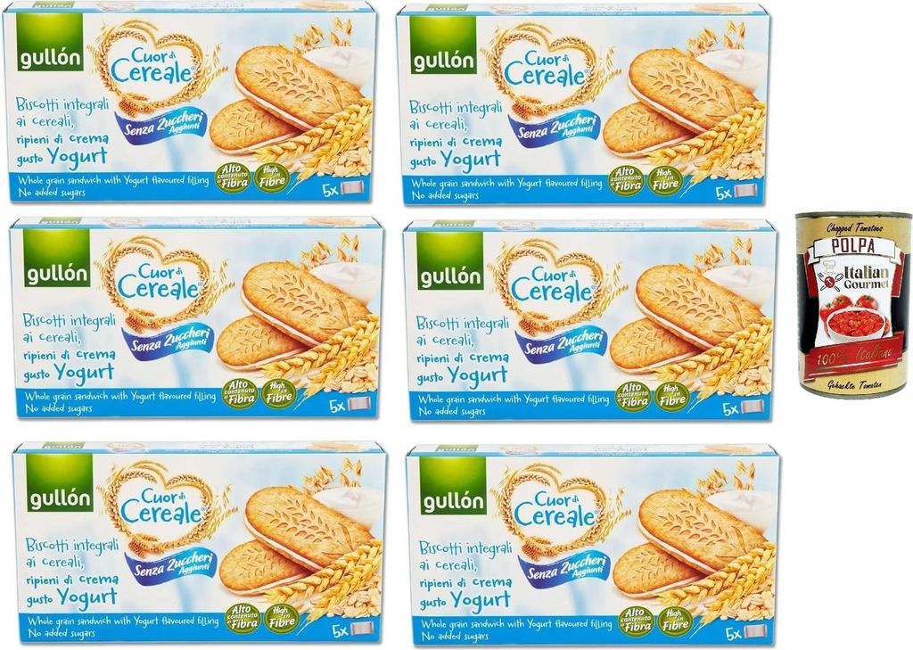 Gullón Cuor Di Cereali Sandwich Con Crema yogurt Senza Zuccheri Aggiunti, kekse, Vollkorn-Getreidekekse, gefüllt mit Joghurtcreme ohne Zuckerzusa...