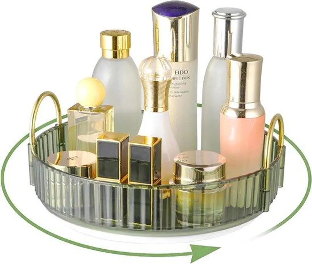 Rangement Maquillage Pivotant 360° en Vert : Organisateur Cosmétique