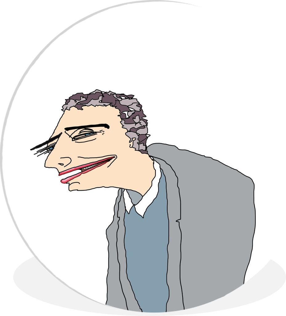 MuchoWow Rundes Wandbild - Runde Bilder Animation eines glücklichen Mannes Ø 30 cm Kreis Wanddekoration Kunststoff - Wandkreis - Wandschmuck - ...