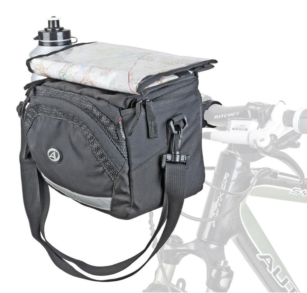 Author Fahrrad Lenkertasche A-H735 QRA X7 mit Halter und Schultergurt Kartenfach