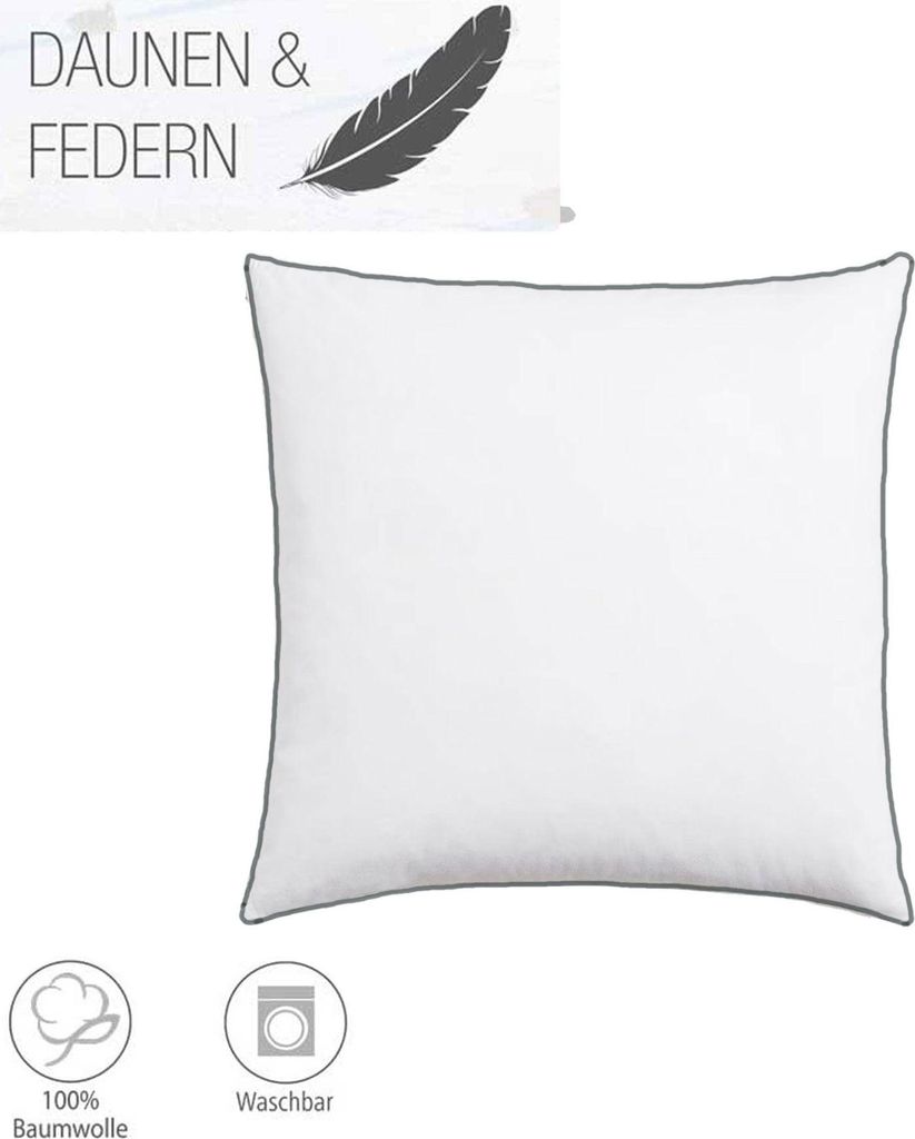 Kopfkissen Feder Daune 80x80cm Baumwolle Natur Hotel Pension