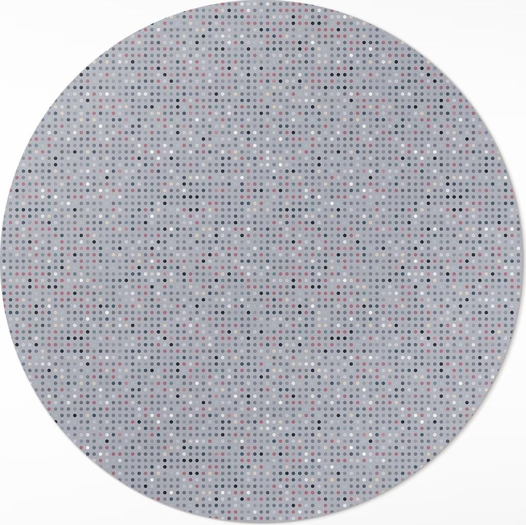Bunte Punkte Retro-Details – Vinyl Fußmatte – Ø 110cm – Rutschfest – Pflegeleicht & Langlebig