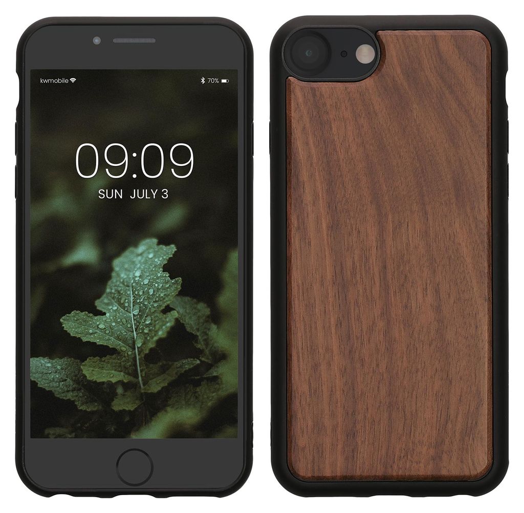 kwmobile Handyhülle für Apple iPhone SE (2022) / SE (2020) / 8 / 7 Hülle Holz - Case mit TPU Bumper - Stoßfestes Hardcase - Schutzhülle Cover in