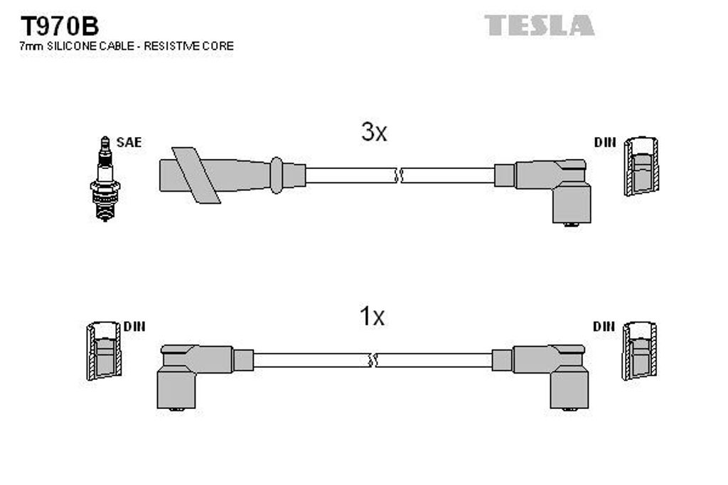 TESLA T970B Zündkabelsatz Zündleitungssatz für SUZUKI SWIFT II Schrägheck (EA, MA) SWIFT I (AA)