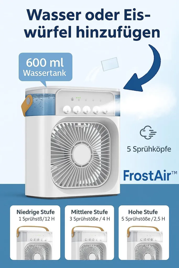 Climatiseur d'appoint 3 en 1 avec LED multicolore et design compact - 4