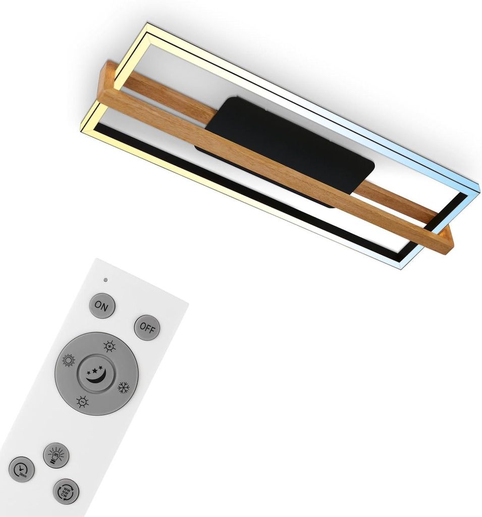 CCT LED Plafonnier, noir, avec bois, LED/50W Image du produit 