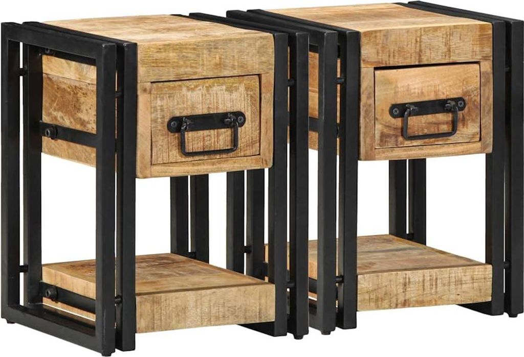 Nachttisch 2 pcs Braun 30 x 30 x 40 cm Massivholz Mango