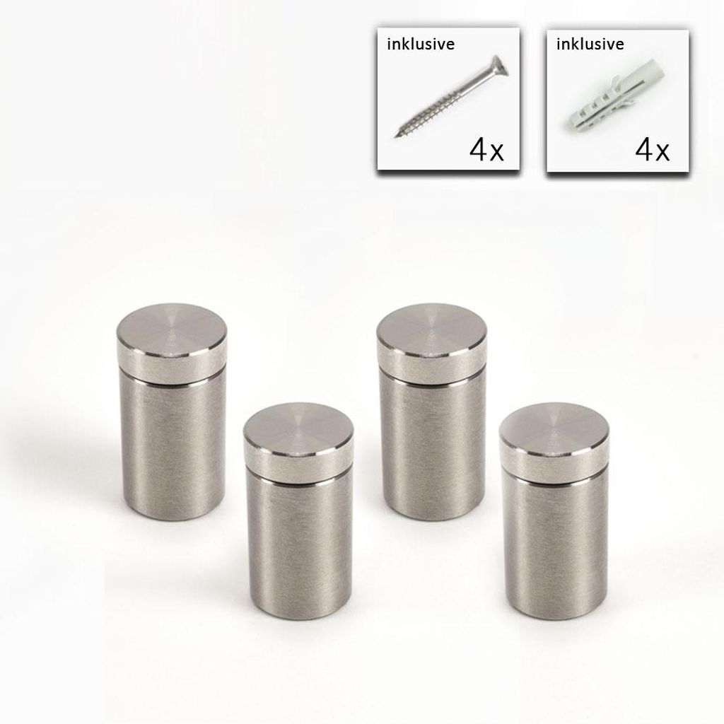 Abstandshalter Set - 4x Distanzhülsen aus Edelstahl (Madenschraube) - 13x20 mm