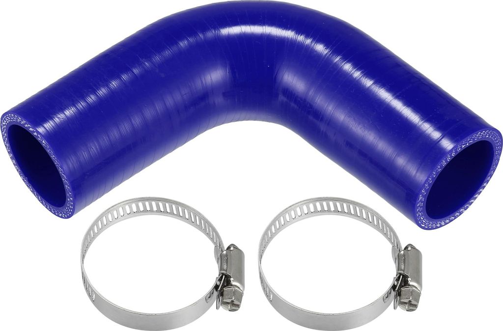 1 Satz 35mm / 1,38" ID 100mm / 3,94" Länge 90 Grad blau Autosilikonschlauch Kühlmittelschlauch mit Schellen Universal
