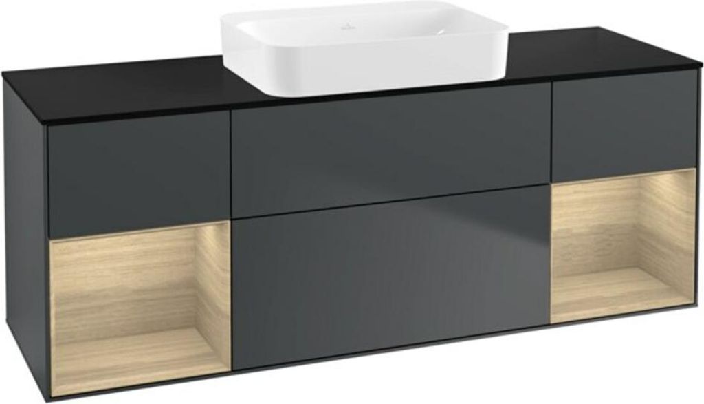 V&B Waschtischunterschrank Wandbeleuchtung Finion 160x60,3x50,1cm, Rg Oa ven, md bl. m Lac