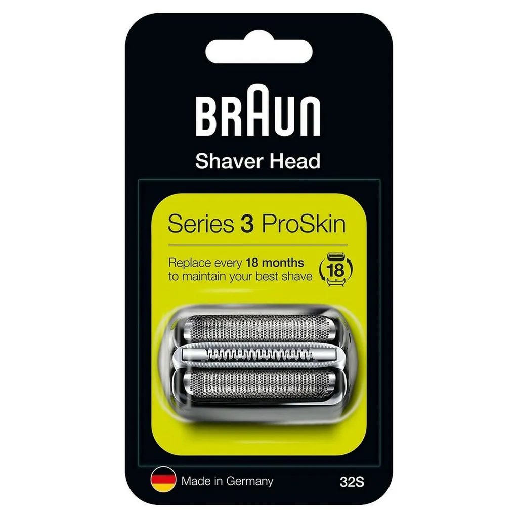 Braun Series 3 32S Testina di Ricambio Argento Originale ProSkin