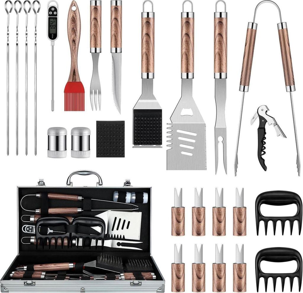 Grillbesteck Set Edelstahl 29 Stück BBQ Grill Zubehör Produktbild 