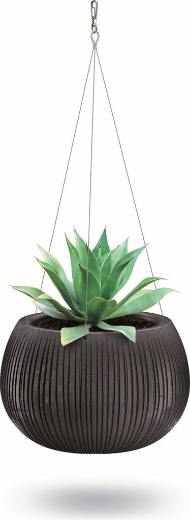 Hängender Blumentopf Betonimitation mit Wellendesign + Produktbild 