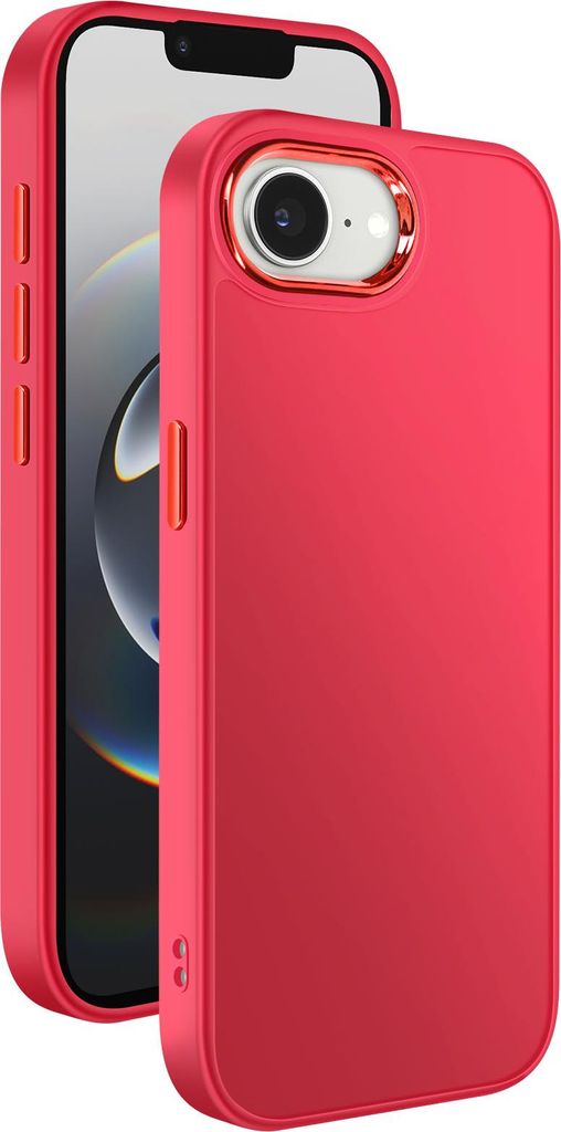 Avizar, Hülle für iPhone 16e, mattes Finish mit metallischer Kameraumrandung, Rot