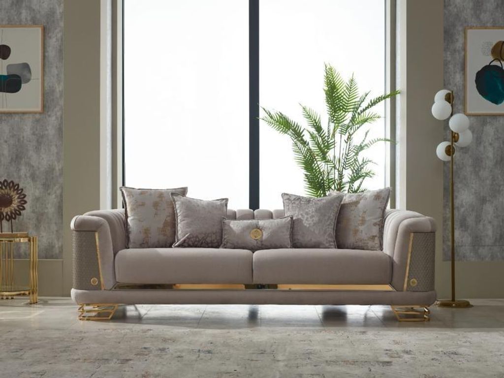 Grau Couch Modern Dreisitzer Sofa 3 Sitzer Stoffsofa Polstersofa Sofas