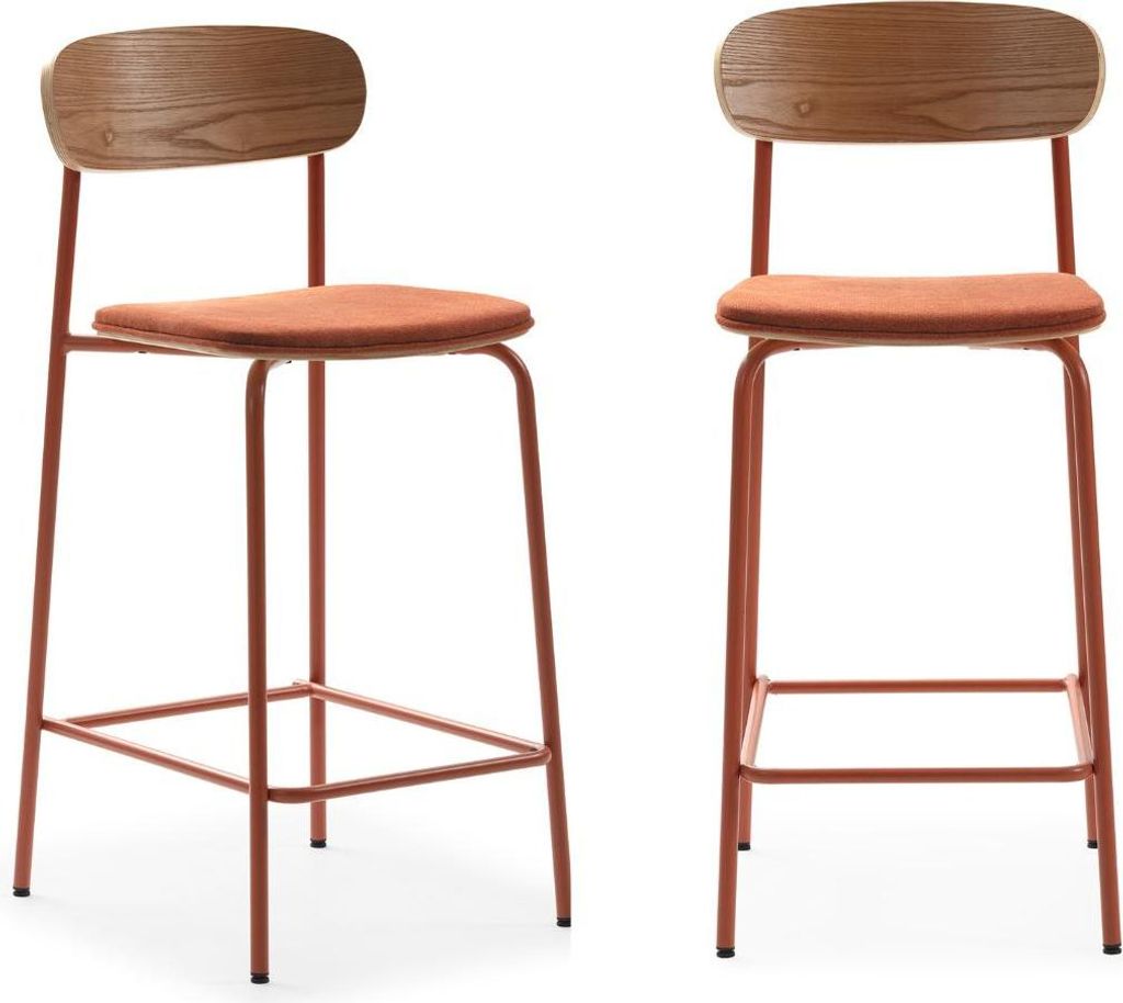 CALICOSY - Lot de 2 tabourets en tissu avec pieds en métal Image du produit 