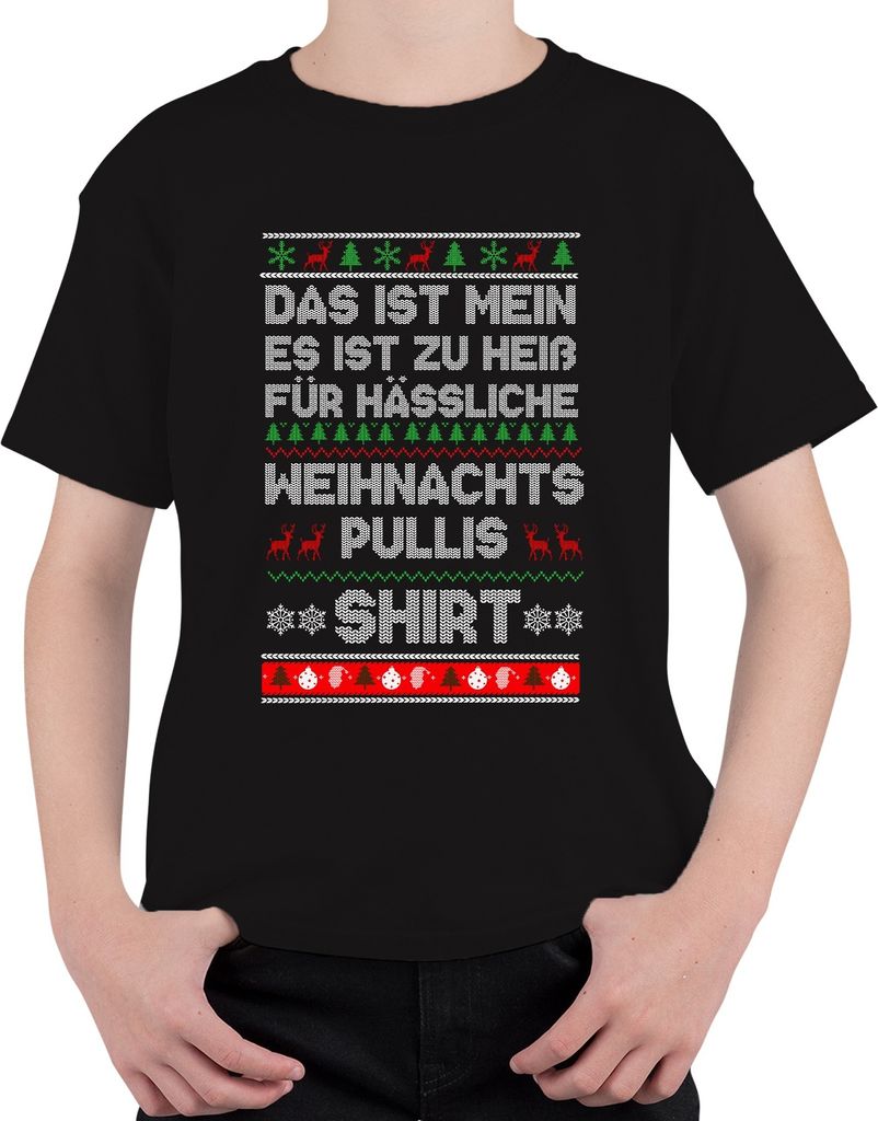 Ugly Christmas Sweater Weihnachtsoutfit - Weihnachten Xmas Christmas Uni Kinder T-Shirt, Schwarz, 116
