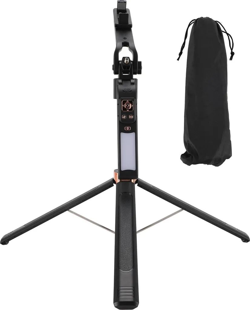 Support de téléphone extensible 1,5m avec lumière LED et suivi facial AI