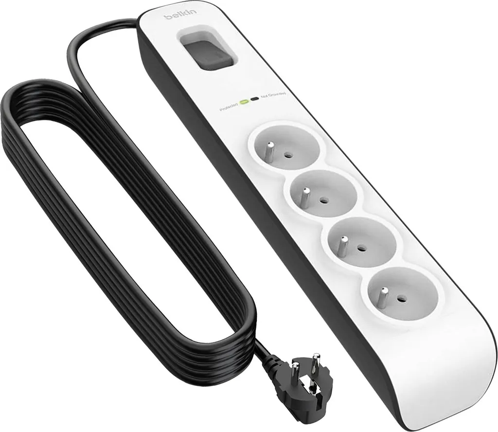 Parafoudre Belkin 4 Prises 525 Joules - Cordon 2m Blanc Haute Protection