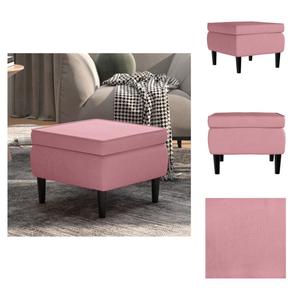 vidaXL Hocker mit Holzbeinen Rosa Samt - Klappstühle & Hocker