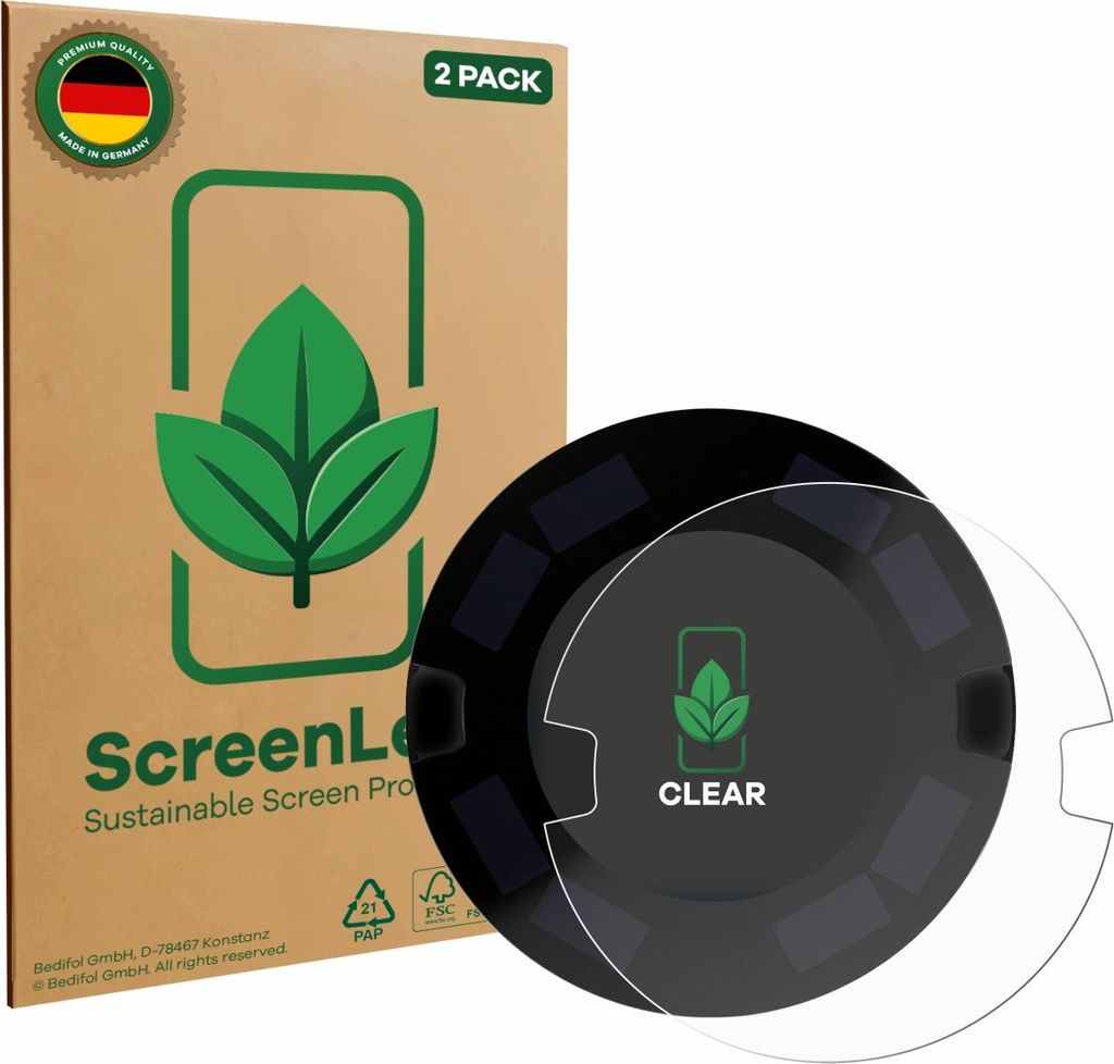 2x ScreenLeaf Schutzfolie für OOONO P-DISC NO3 nachhaltiger Displayschutz Display Schutz Folie Klar Transparent