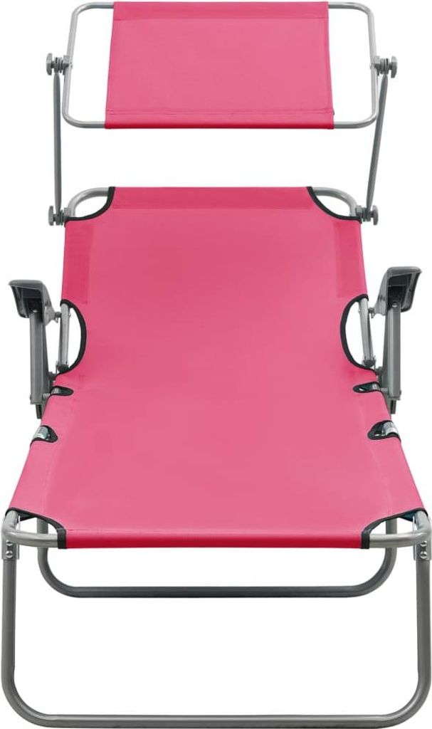 vidaXL Sonnenliege mit Sonnendach Stahl Rosa Produktbild 
