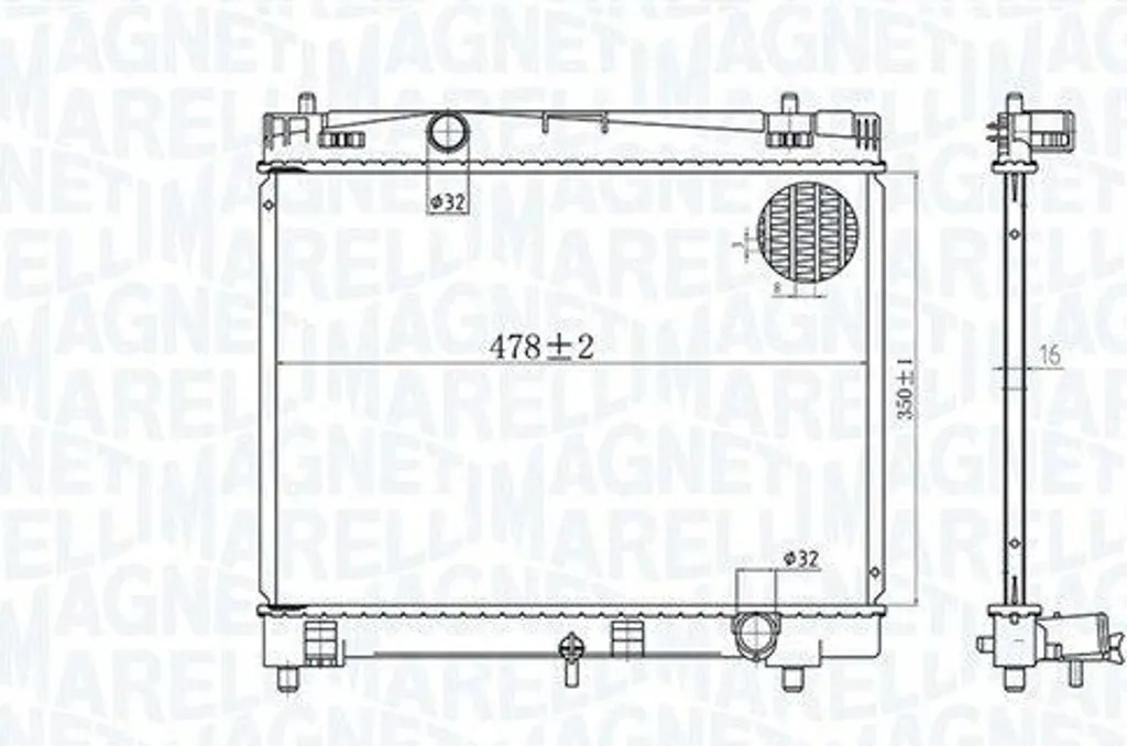 Radiatore Acqua Magneti Marelli 350213167600 per Toyota Yaris III - 1