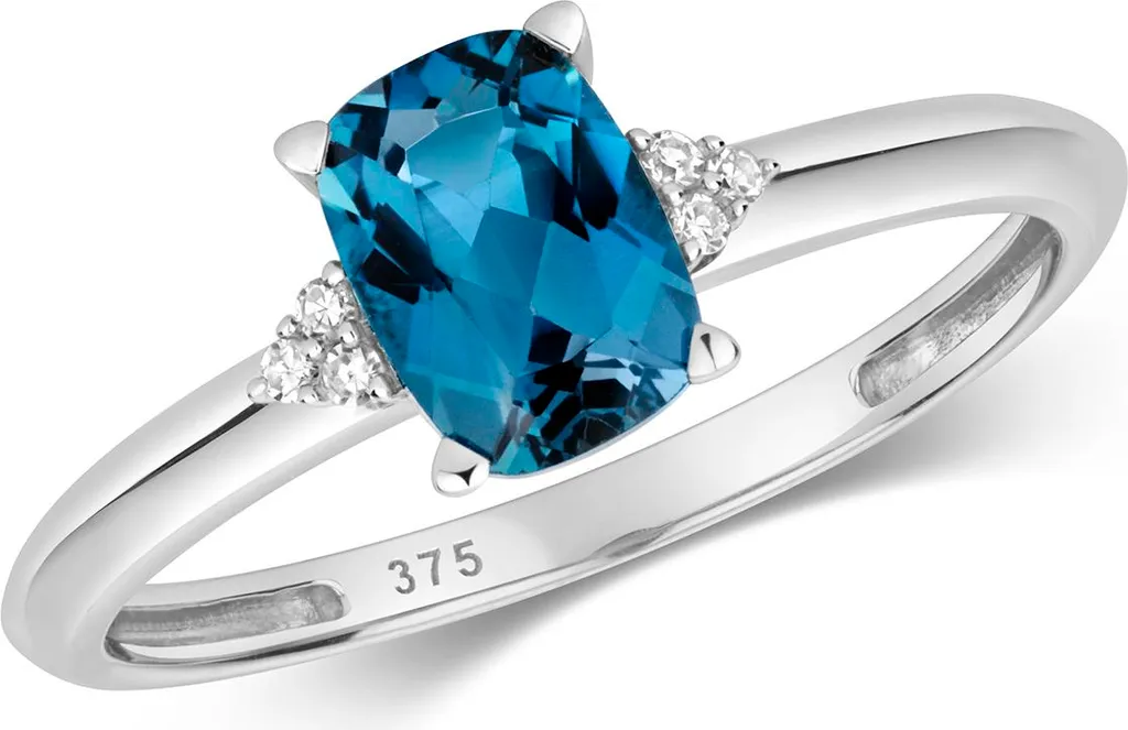 Bague de fiançailles Or Blanc et Topaze Londres avec Diamants Brillants