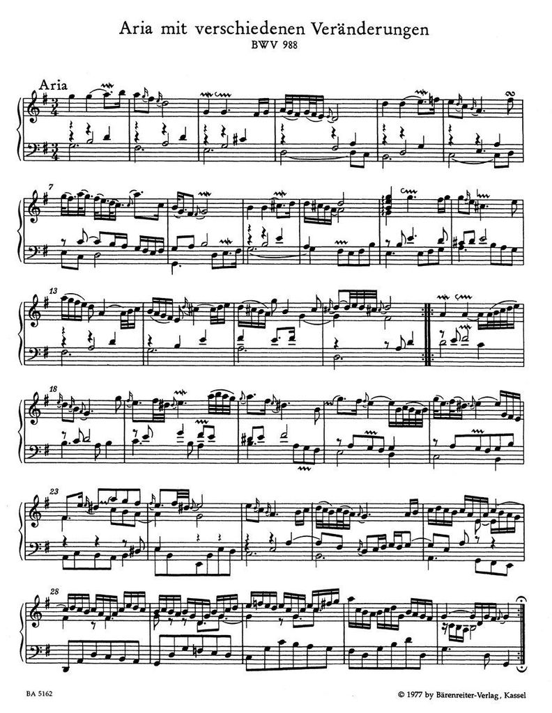 Goldberg-Variationen BWV 988: Urtext. Vierter Teil der Klavierübung