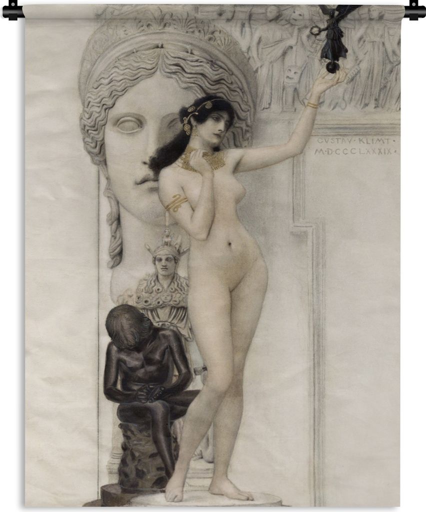 MuchoWow Wandteppich Wandbehang Allegorie der Bildhauerei - Gustav Klimt 150x200 cm Tapisserie Dekoration Wandtuch - Wandaufhängung - Moderner