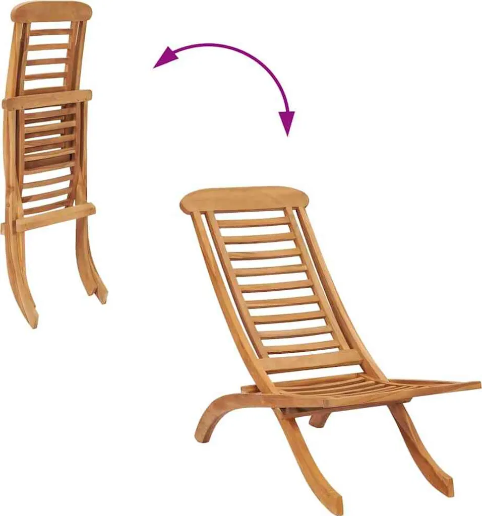 Chaise de jardin pliante météo-résistante en teck pour extérieur - 4