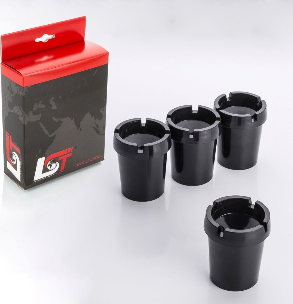 4x Aschenbecher Sturmaschenbecher rauchfrei Getränkehalter schwarz Kunststoff