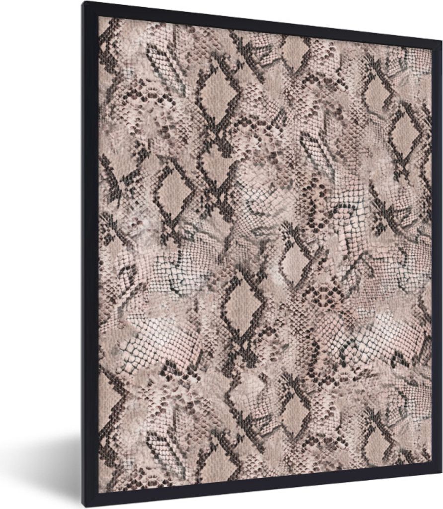 MuchoWow Gerahmtes Poster Tierhaut - Grau - Schuppen 60x80 cm - Poster mit Schwarzem Bilderrahmen Wandposter Rahmen Foto Bilder - Premium - Wandd...