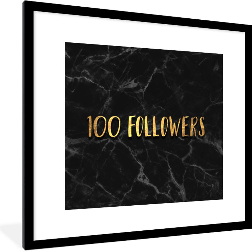 MuchoWow Gerahmtes Poster Soziale Medien - Instagram - Gold - Marmor 40x40 cm - Poster mit Schwarzem Bilderrahmen Wandposter Rahmen Foto Bilder -...
