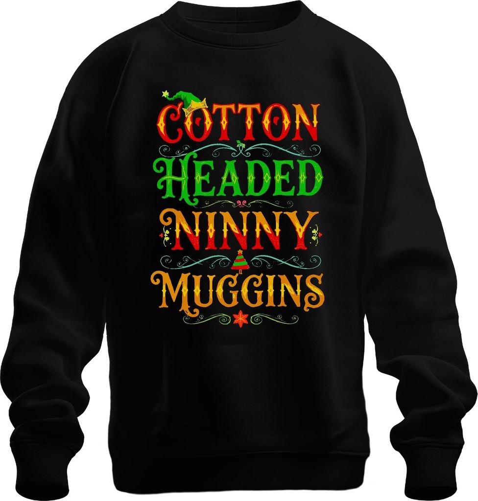 Baumwolle headed ninny muggins Buddy der Weihnachtself Filmzitat Uni Sweatshirt Pullover, Schwarz, XXL