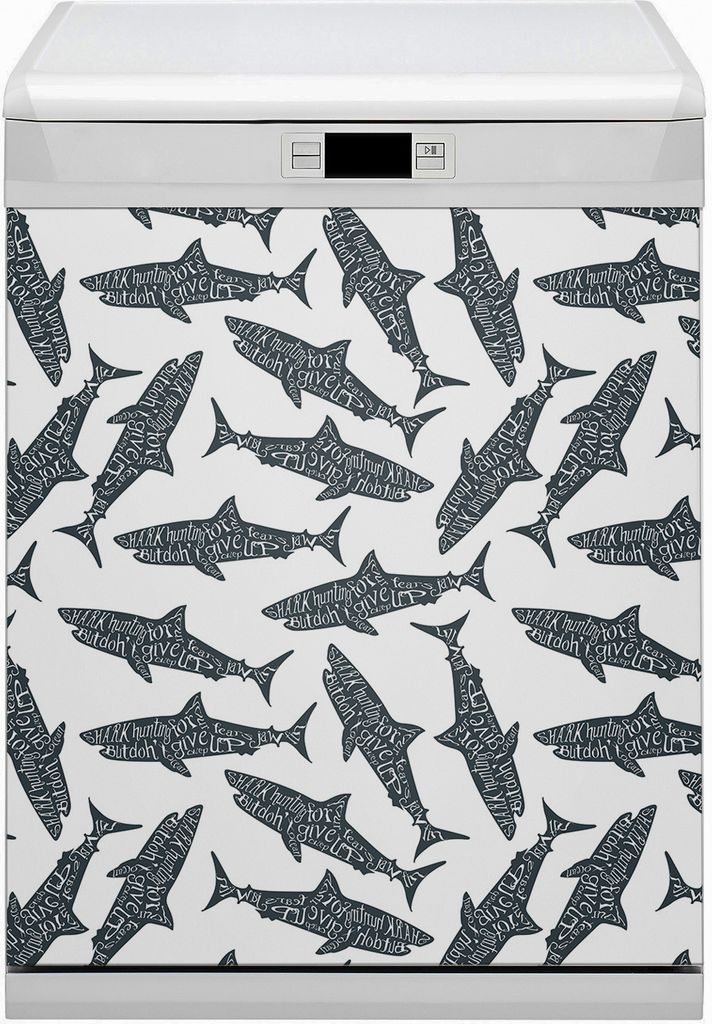 Magnet für Spülmaschine Abwaschbar 60x80 cm Magnet für Spülmaschine Magnetmatte Nachbildung - Typografie Haie