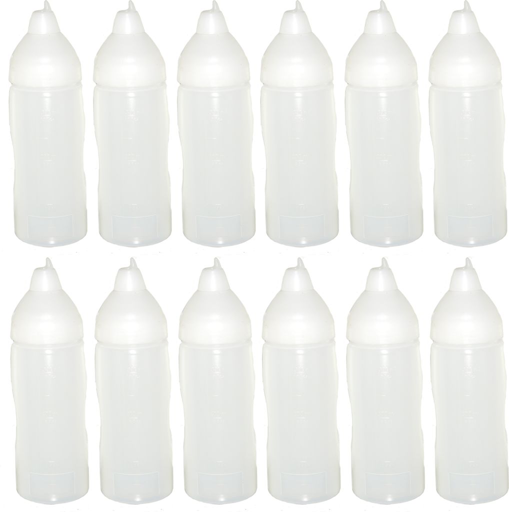 12 transparente Quetschflaschen 350 ml tropffrei Ketchupflaschen Senfflasche Mayonaiseflasche