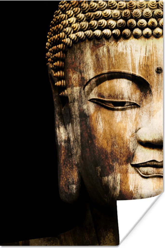 MuchoWow Poster Buddha - Statue - Gold 40x60 cm - Plakate für die Wand - Poster Babyzimmer